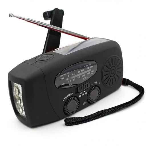 Multifunction Emergency Radio – Hand‑Crank, Solar & USB, AM/FM/Weather, 2000mAh Power Bank, Torch