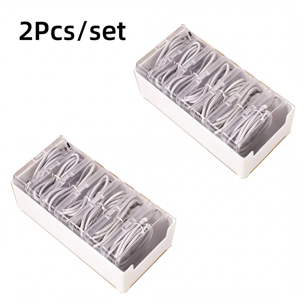 Cable Organiser Storage Box Set — Durable Plastic Cord & Device Storage