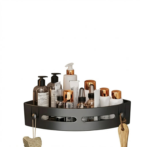 No‑Drill Adhesive Bathroom Shelf – 1 or 2‑Pack, Black Tripod Design