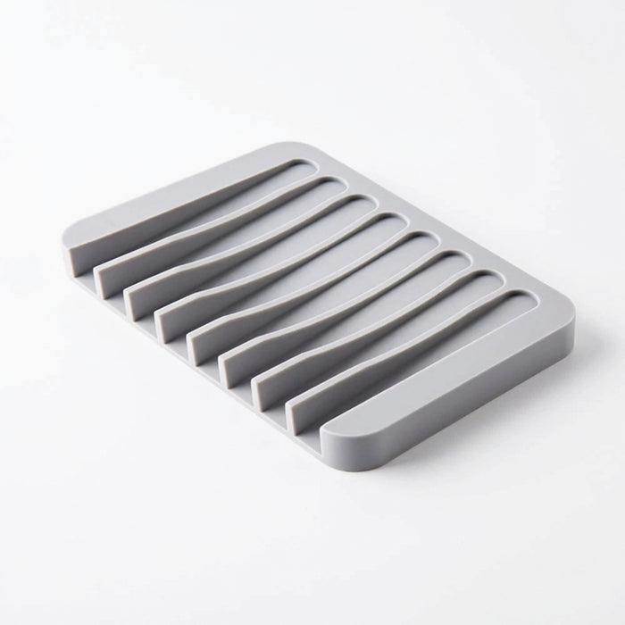 Silicone Self-Draining Soap Dish — Anti-Slip Soap Holder (11.5×8×1cm)