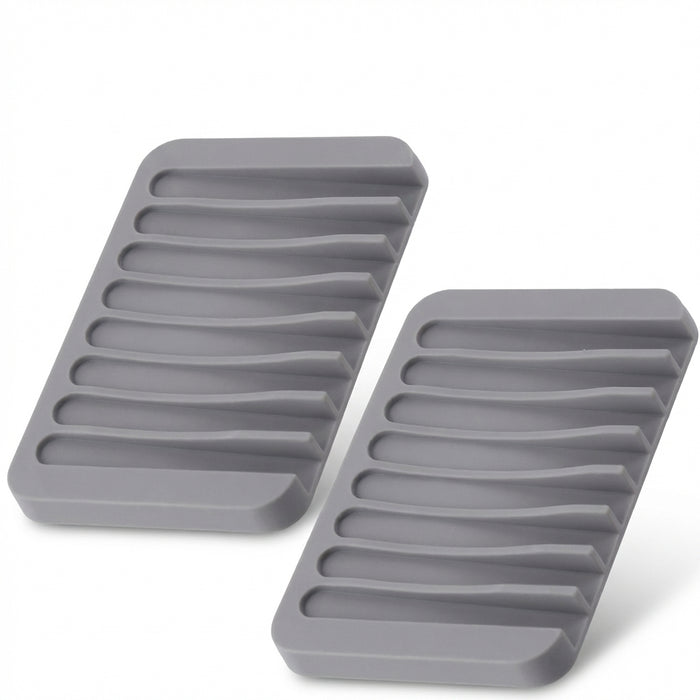 Silicone Self-Draining Soap Dish — Anti-Slip Soap Holder (11.5×8×1cm)