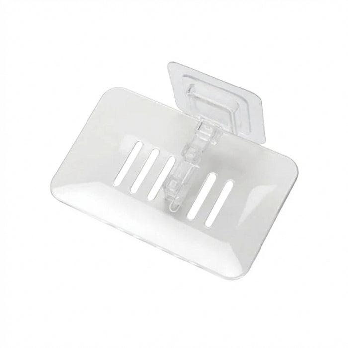 Self‑Adhesive Wall‑Mounted Soap Holder with Drain — Transparent & Colour Options