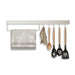 No-Punch Wall-Mounted Kitchen Rack with Movable Hook Spoon Holder — White Aluminium