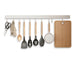 No-Punch Wall-Mounted Kitchen Rack with Movable Hook Spoon Holder — White Aluminium