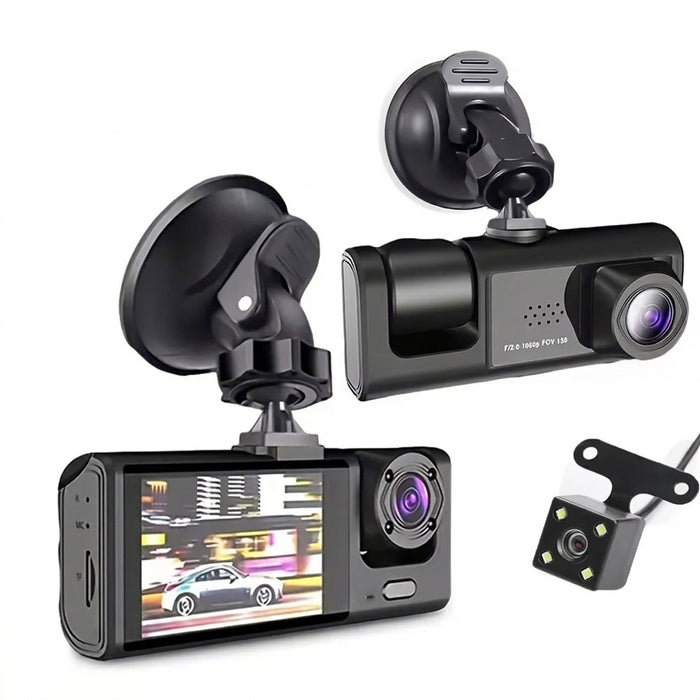 Dashcam 1080p with IR Night Vision, 2" IPS Screen, Loop Recording — 2 or 3 Camera DVR
