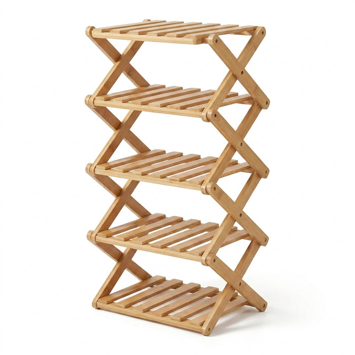 Bamboo Installation-Free Shoe Rack — 2 to 6 Tier Foldable Storage Shelf