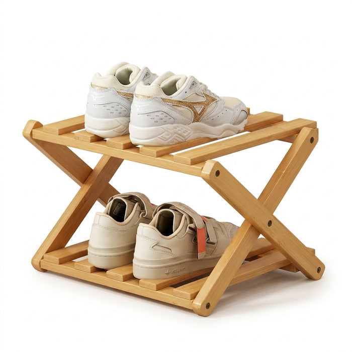 Bamboo Installation-Free Shoe Rack — 2 to 6 Tier Foldable Storage Shelf