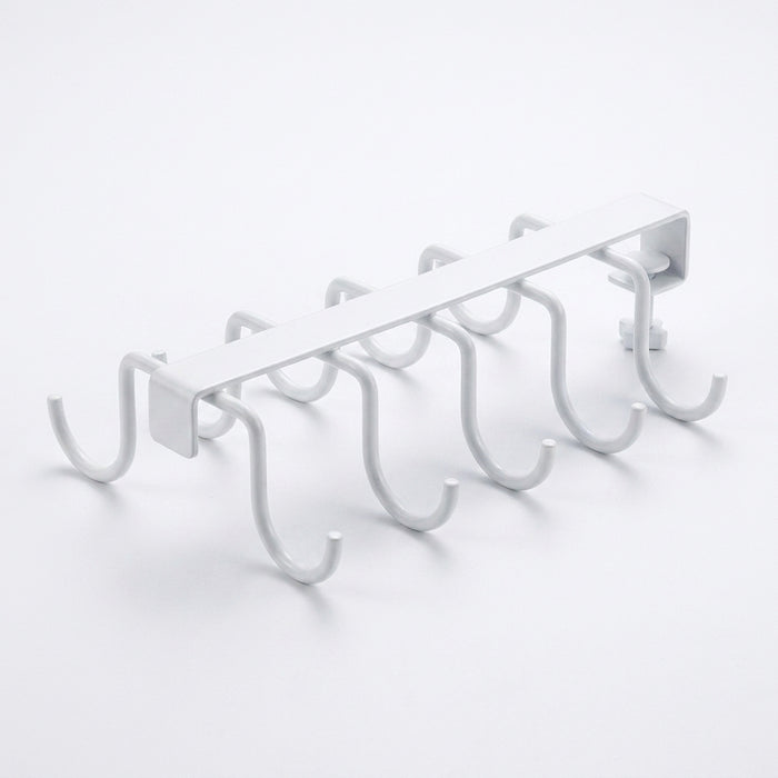 Under-Cabinet Kitchen Organiser Rack with Hooks — Holds Paper Towels, Cutting Boards & Lids