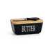Ceramic Butter & Cheese Storage Box with Bamboo Lid and Knife — 14.8×8.5×6cm