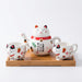 Japanese-style Maneki Neko Porcelain Tea Set with Strainer