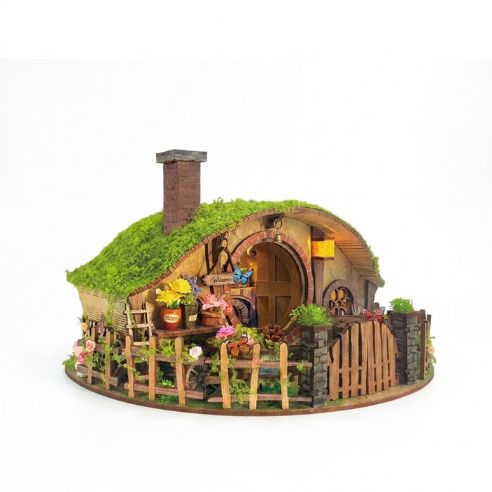 Wooden DIY Magic Ring House Miniature – Handmade Forest Casa Bookends