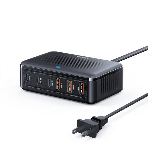 Rocoren 100W GaN 6‑Port Desktop USB Charger – 3x USB‑C & 3x USB‑A