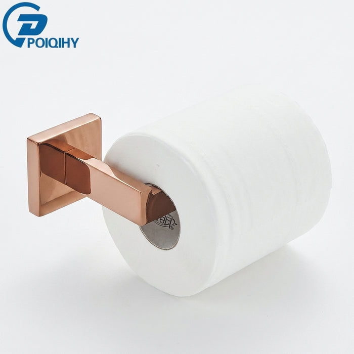 Rose Gold Bathroom Hardware Set — Stainless Steel Towel Rail, Toilet Paper Holder & Hook