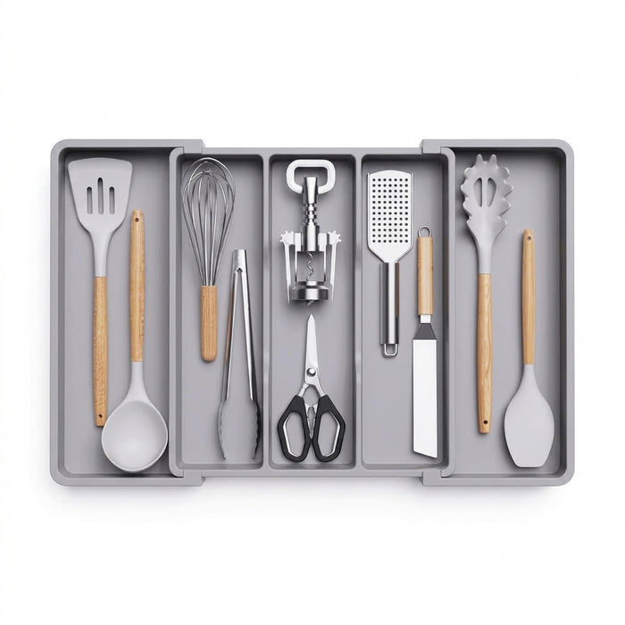 Expandable Utensil Tray — Adjustable Cutlery Organiser for Kitchen Drawers