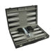 Backgammon & Chess Folding Set in Stitched Black Leatherette Case