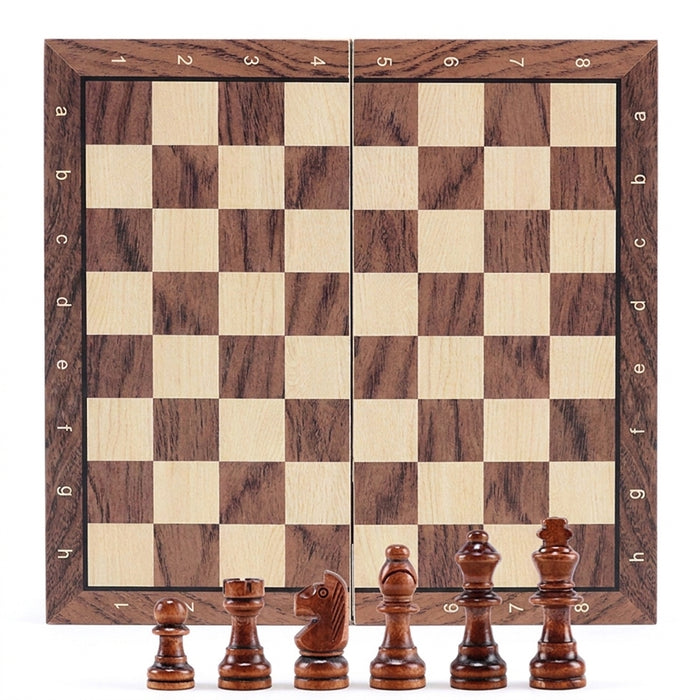 Magnetic Foldable Solid Wood Chess Set - Portable Board, Educational Gift