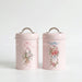 Pink Metal Canister Tins – Pack of Two – Tea, Coffee & Sugar Storage (18 x 10.5 cm) Airtight