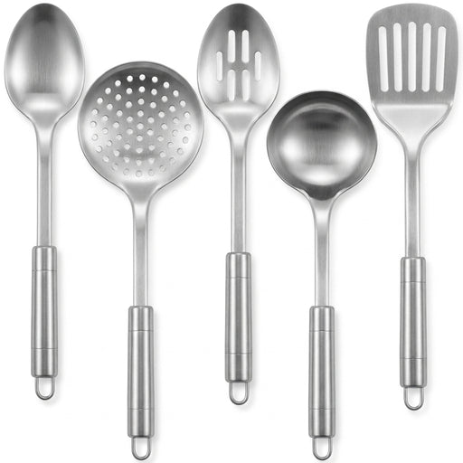 5-Piece Stainless Steel Kitchen Utensil Set — Spoons & Spatula with Ergonomic Handles