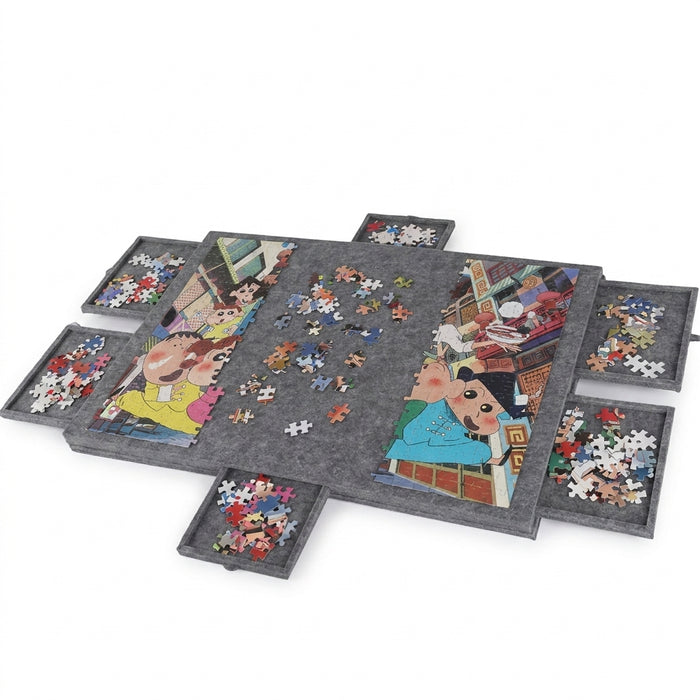 Portable Jigsaw Puzzle Table with Stand — 6-Drawer Board & Lid Sorting Tray