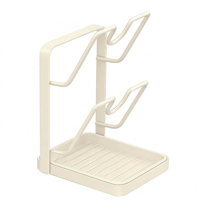 Pot Lid & Cutting Board Rack – Steel Holder, Single or Double Layer (White/Grey)
