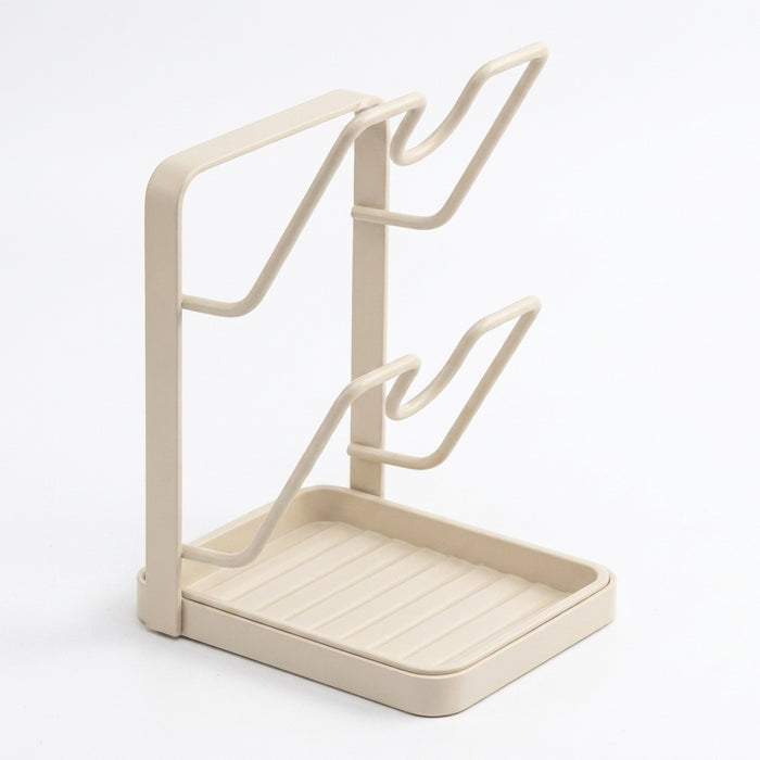Pot Lid & Cutting Board Rack — Steel Holder with U‑Shaped Slots & Drip Tray