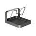 Pot Lid & Cutting Board Rack — Steel Holder with U‑Shaped Slots & Drip Tray