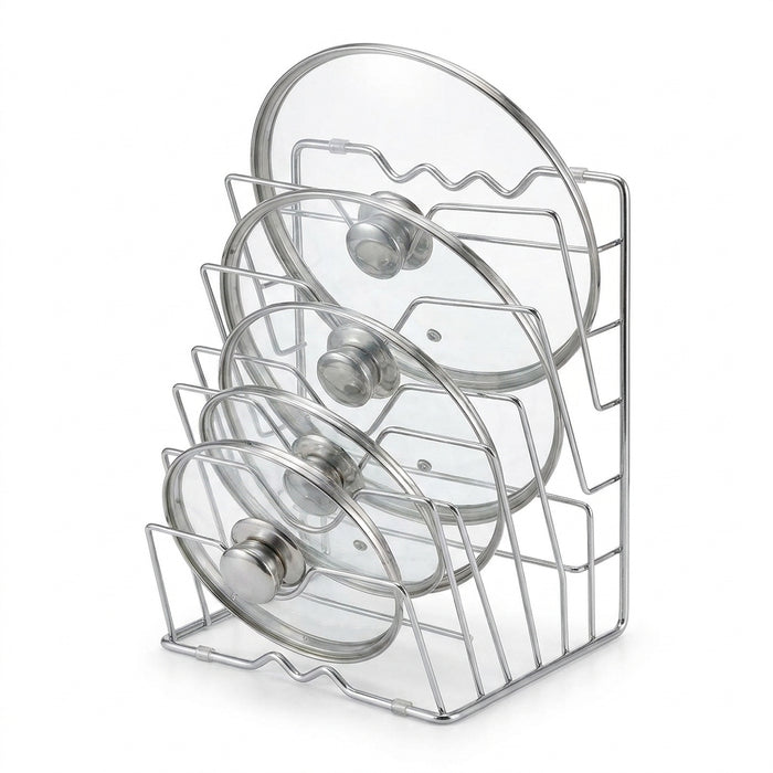Wall-Mounted Pot Lid Rack — 5-Layer Stainless Steel Kitchen Organizer