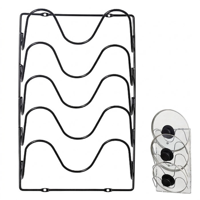 5-Tier Wall-Mounted Pot Lid & Cutting Board Organiser — 29.5 x 18.5cm