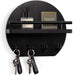 Wall-mounted round wooden key rack with shelf and 8 hooks — apartment wall décor