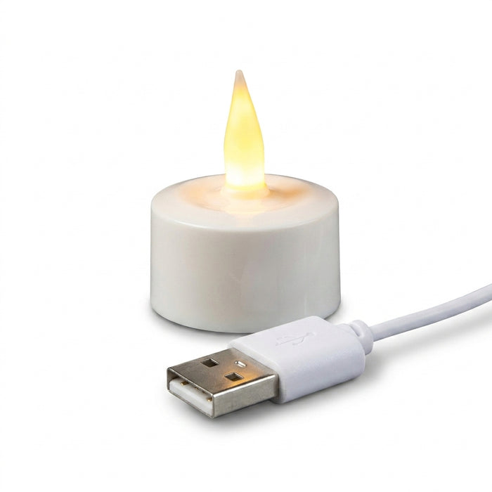 Rechargeable LED Tea Candles — Warm Yellow Flameless Pillars (1–4 pcs)