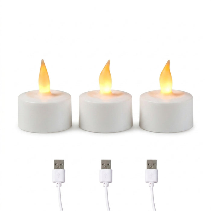 Rechargeable LED Tea Candles — Warm Yellow Flameless Pillars (1–4 pcs)
