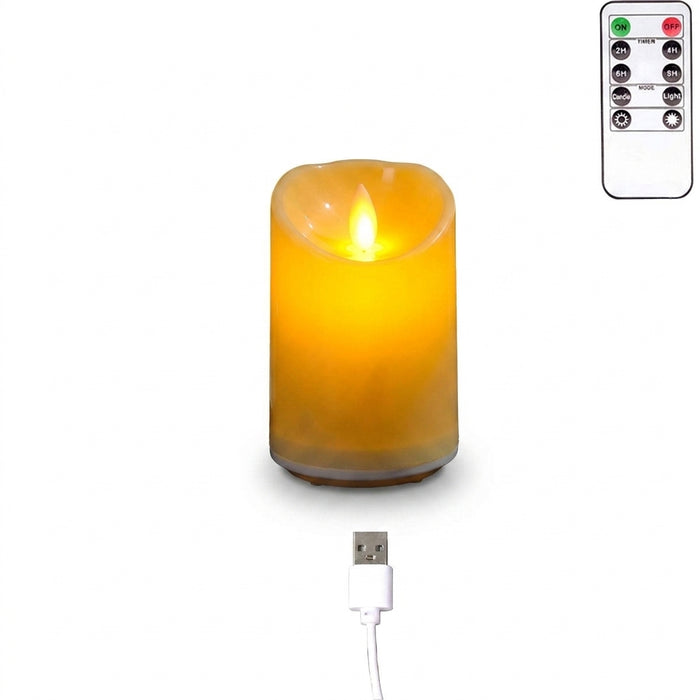 Flameless USB Moving Wick Candles with Remote — Rechargeable Decorative Pillars