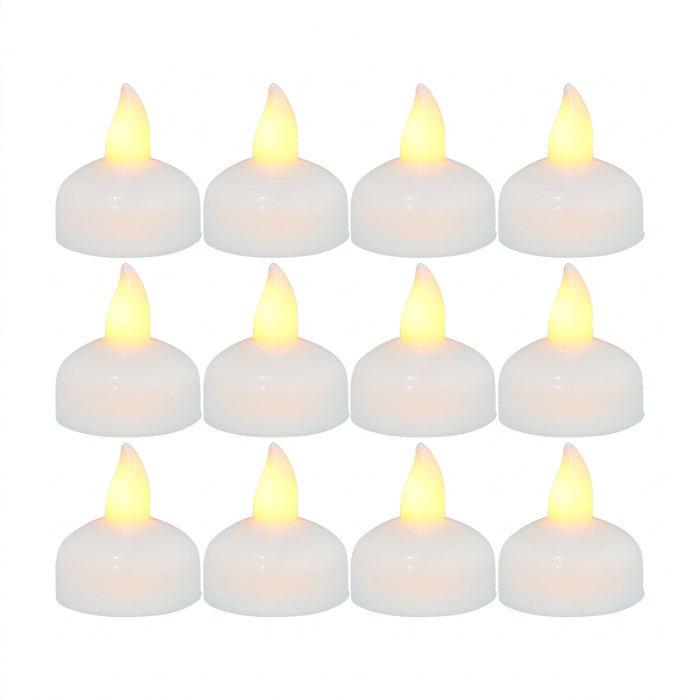 12-Pack LED Floating Tea Lights — Waterproof Flameless Flicker