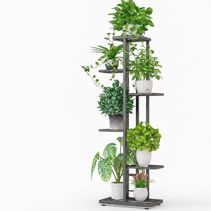 Metal Plant Stand — 4/6/8-Tier Flower Pot Rack, White or Dark Grey