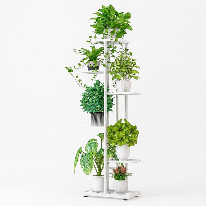 Metal Plant Stand — 4/6/8-Tier Flower Pot Rack, White or Dark Grey