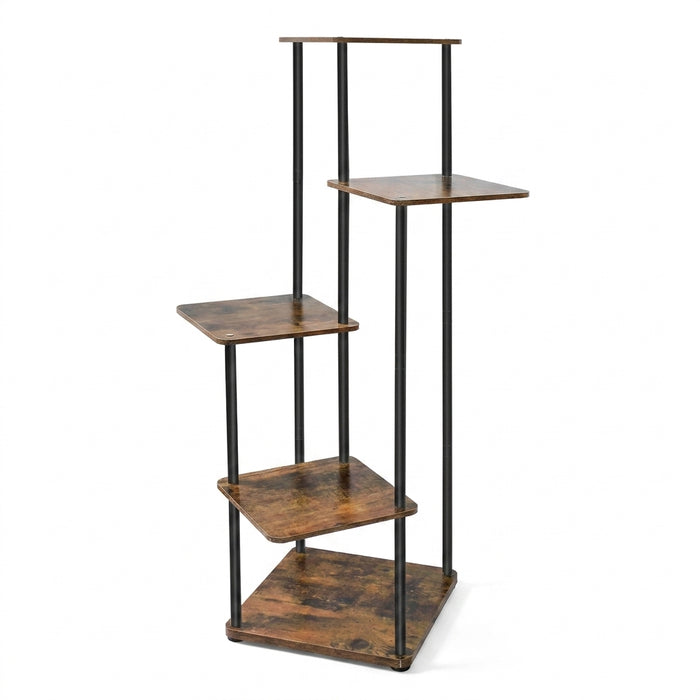 4/5/6-Tier Metal and Wood Plant Stand — Indoor & Outdoor Corner Display