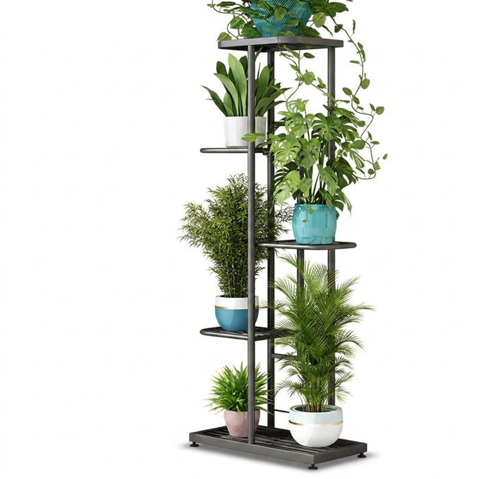 Iron Plant Stand – 4/5/6-Tier Flowerpot Organiser, Black or White