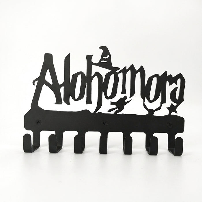 Alohomora Letter Metal Wall Key Holder — 7-Hook Decorative Organiser