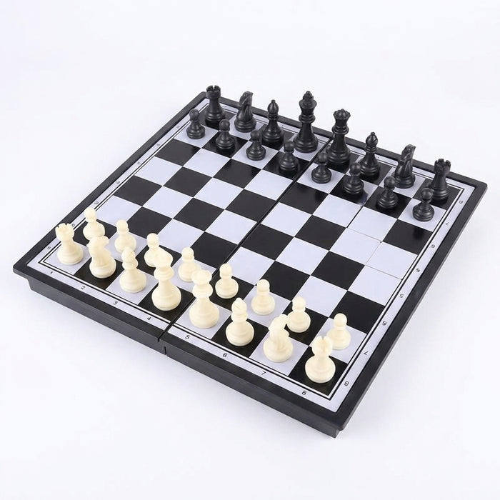 Folding Magnetic Chess & Checkers — 4 Sizes, Plastic HIPS, Teaching Book