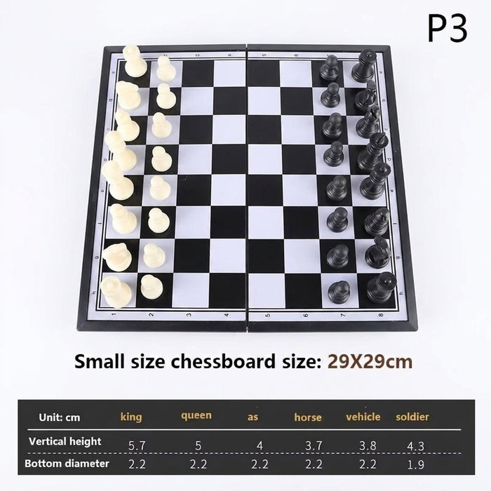 Folding Magnetic Chess & Checkers — 4 Sizes, Plastic HIPS, Teaching Book
