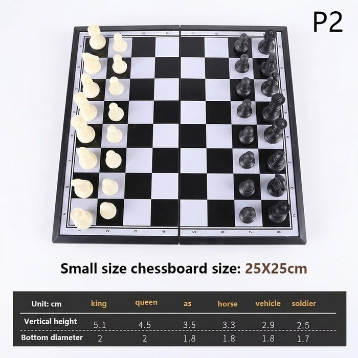Folding Magnetic Chess & Checkers — 4 Sizes, Plastic HIPS, Teaching Book