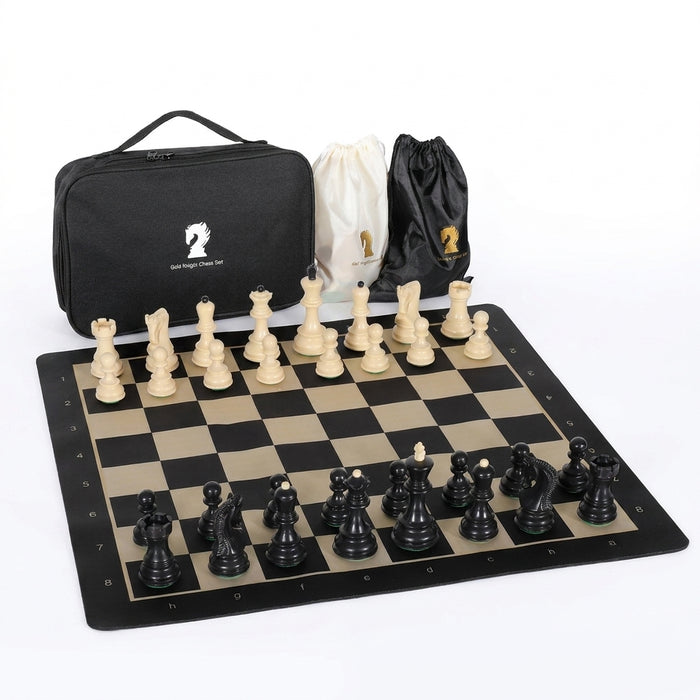 20-inch Portable Folding Chess Set with Weighted Pieces — Tournament Grade