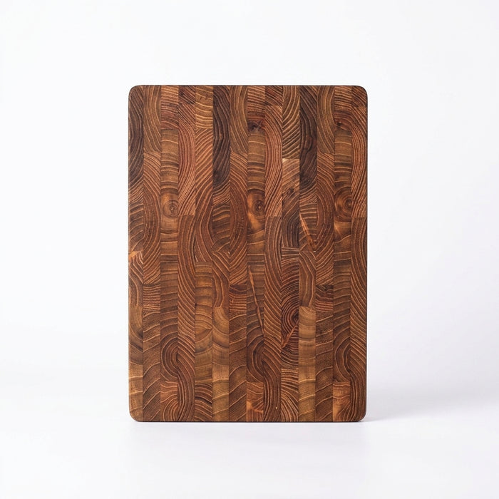 Teak End Grain Cutting Board — Large Wooden Chopping & Charcuterie Board with Hidden Handles