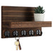 Wall-mounted Key and Mail Shelf with 5 Hooks - Wooden Entryway Rack