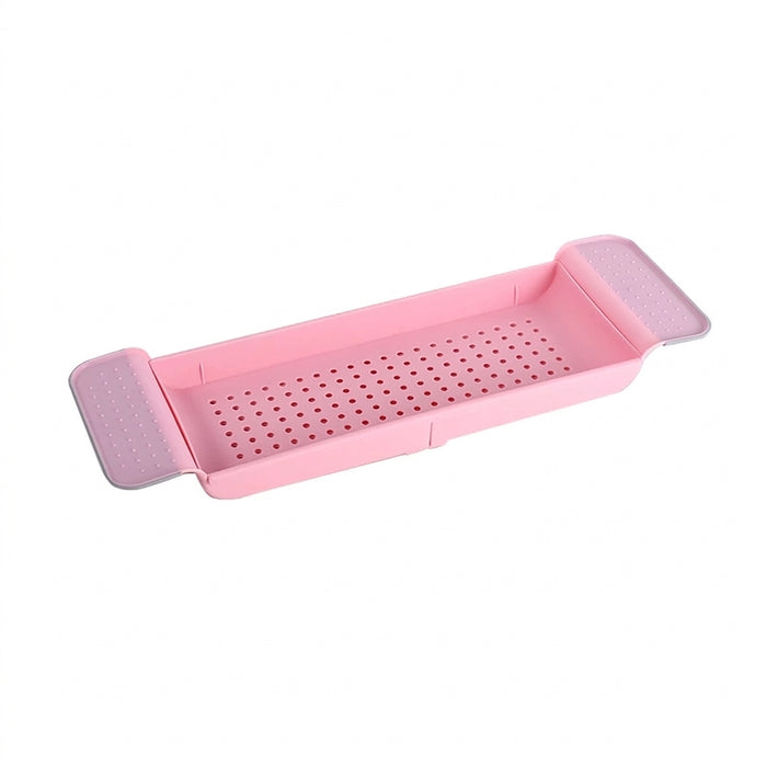 Extendable Bathtub Tray – Single‑Tier Corner Bathroom Shelf (Plastic)