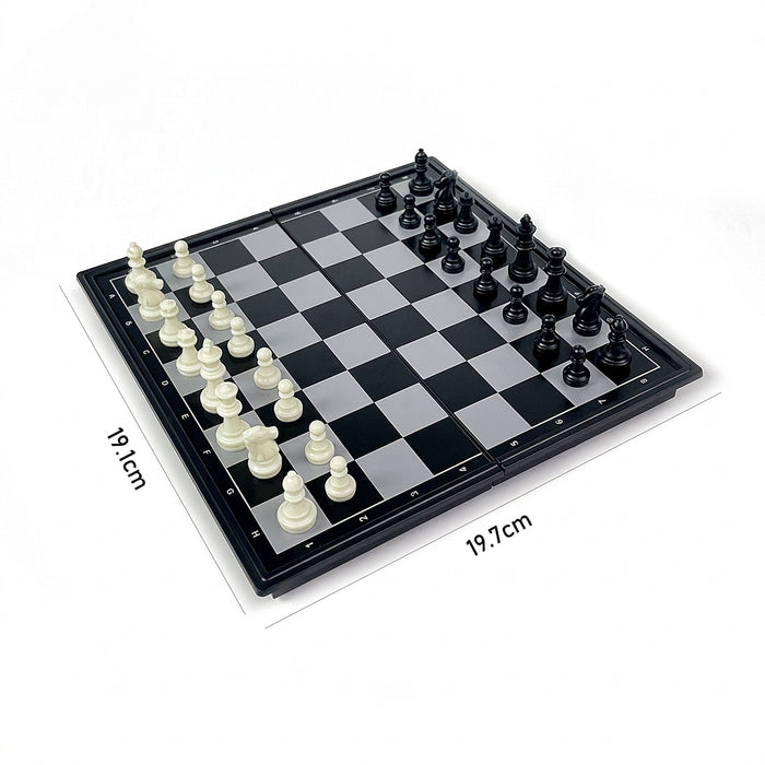 3-in-1 Foldable Magnetic Chess, Checkers & Backgammon Portable Plastic Board
