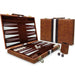 Classic 3‑in‑1 Backgammon Travel Set with Leather Case — Chess & Checkers (11/15/18 inch)